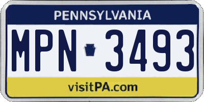 PA license plate MPN3493
