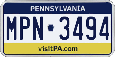 PA license plate MPN3494
