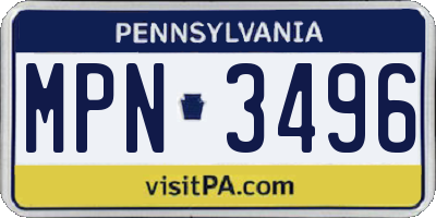 PA license plate MPN3496