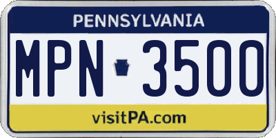 PA license plate MPN3500