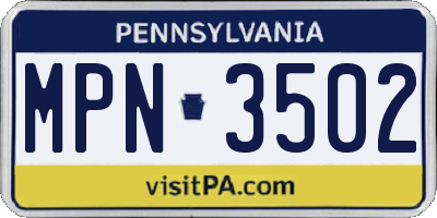 PA license plate MPN3502