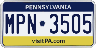PA license plate MPN3505