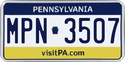 PA license plate MPN3507