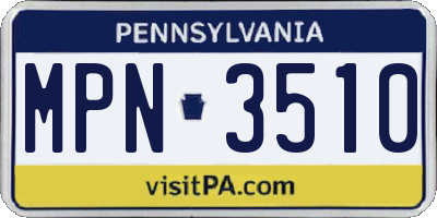 PA license plate MPN3510