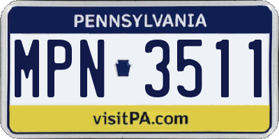 PA license plate MPN3511