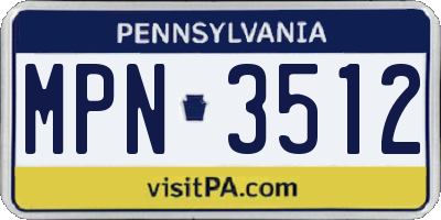 PA license plate MPN3512
