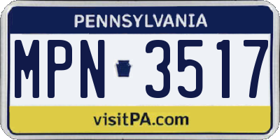 PA license plate MPN3517