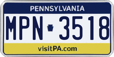 PA license plate MPN3518