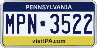 PA license plate MPN3522