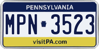 PA license plate MPN3523