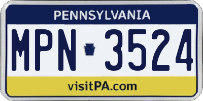 PA license plate MPN3524