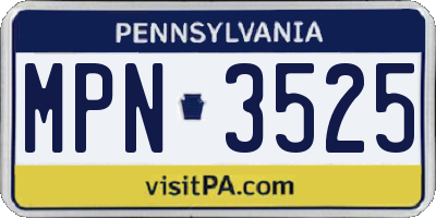PA license plate MPN3525