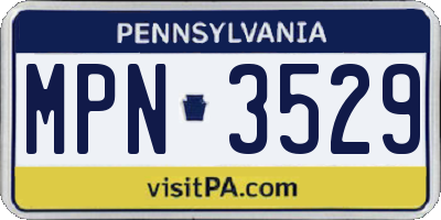 PA license plate MPN3529