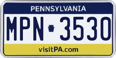 PA license plate MPN3530