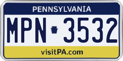 PA license plate MPN3532