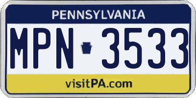 PA license plate MPN3533