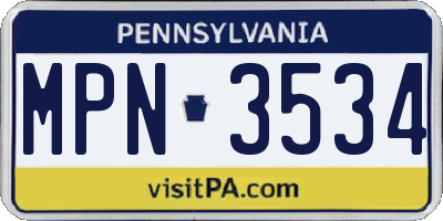 PA license plate MPN3534