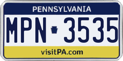 PA license plate MPN3535