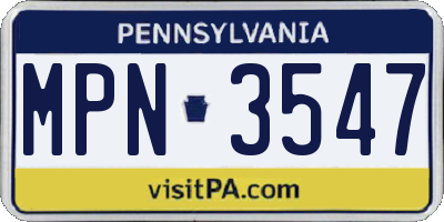 PA license plate MPN3547