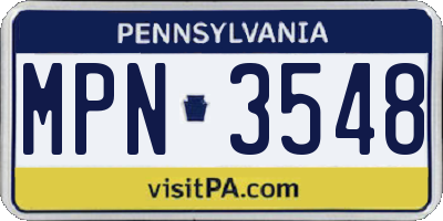 PA license plate MPN3548