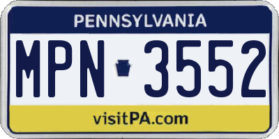 PA license plate MPN3552