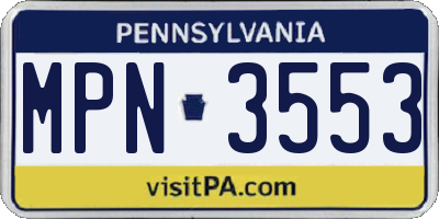 PA license plate MPN3553