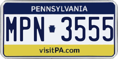 PA license plate MPN3555