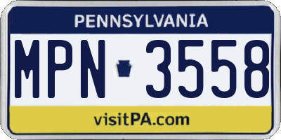 PA license plate MPN3558
