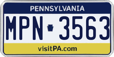 PA license plate MPN3563