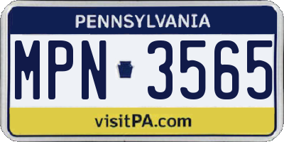 PA license plate MPN3565
