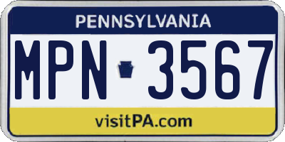 PA license plate MPN3567