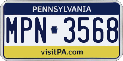 PA license plate MPN3568