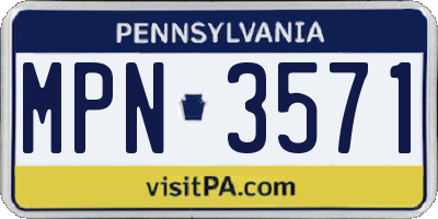 PA license plate MPN3571