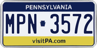 PA license plate MPN3572