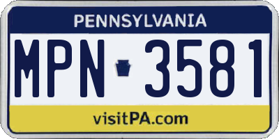 PA license plate MPN3581
