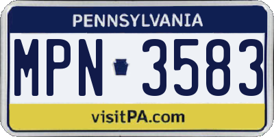 PA license plate MPN3583