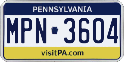 PA license plate MPN3604