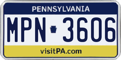 PA license plate MPN3606