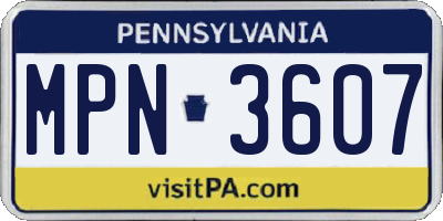 PA license plate MPN3607