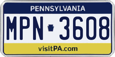 PA license plate MPN3608