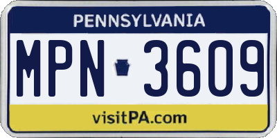 PA license plate MPN3609
