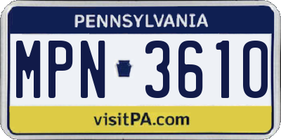 PA license plate MPN3610