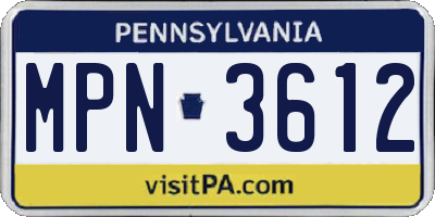 PA license plate MPN3612
