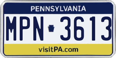 PA license plate MPN3613