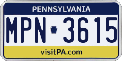 PA license plate MPN3615