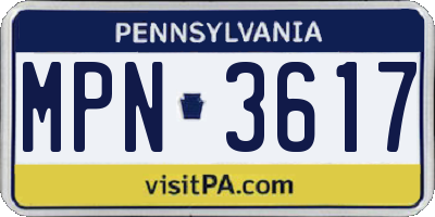 PA license plate MPN3617