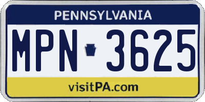 PA license plate MPN3625