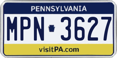 PA license plate MPN3627