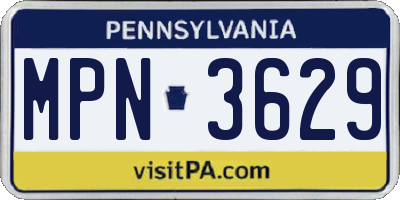 PA license plate MPN3629
