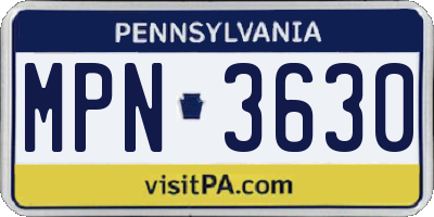 PA license plate MPN3630